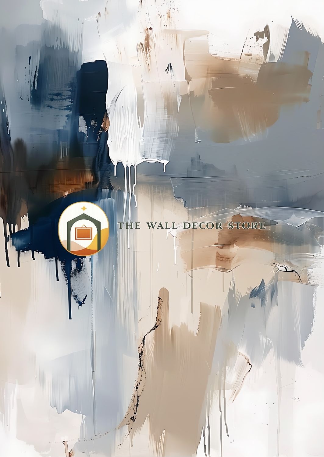 Abstract art with a logo and text overlay for 'The Wall Decor Store'.