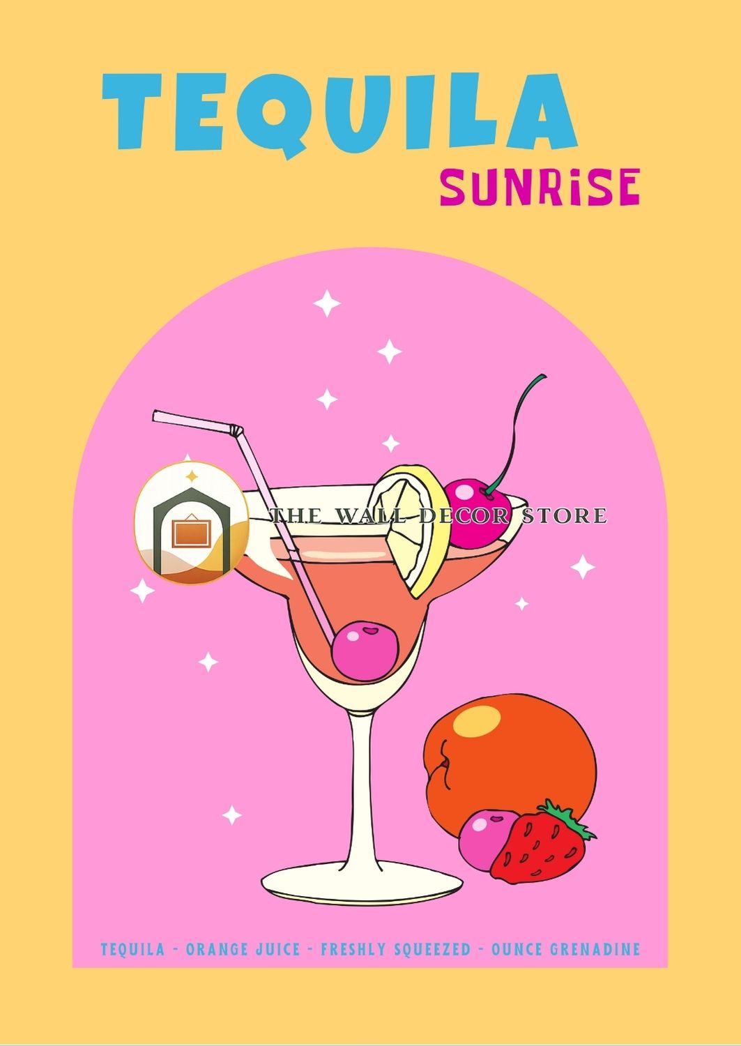 Tequila Sunrise Cocktail | Bar & Dining Room Posters