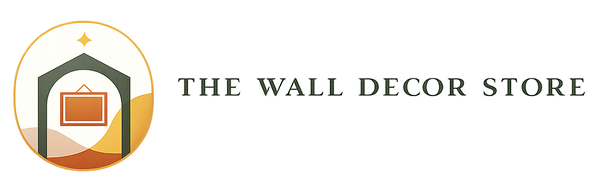 Logo of The Wall Decor Store with a circular design featuring a house and a painting.